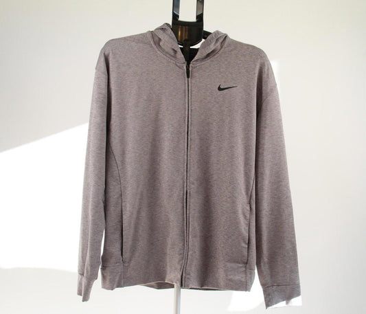 Nike Dri-FIT Full Zip Hoodie Men's Large Grey Marle Sweatshirt Gym Track Jacket