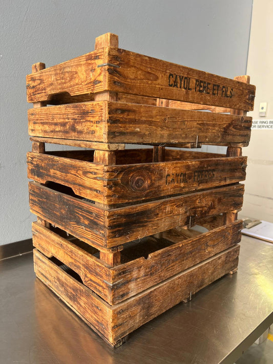 Vintage French Wooden Produce Crates – Cayol Frères / Père et Fils (Stackable)