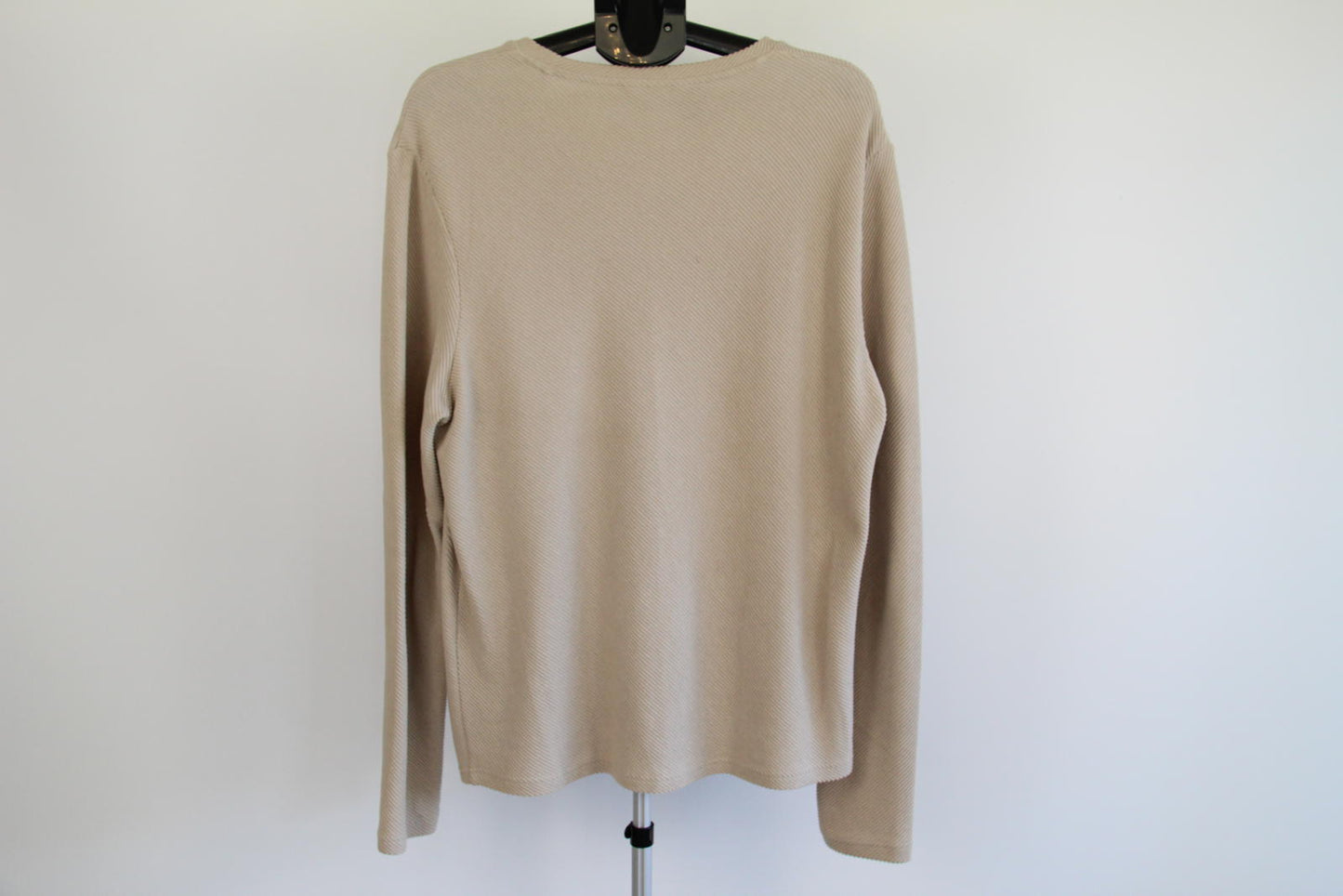 YD. Ribbed Beige Long Sleeve Top – Size 2XL – Cotton Blend