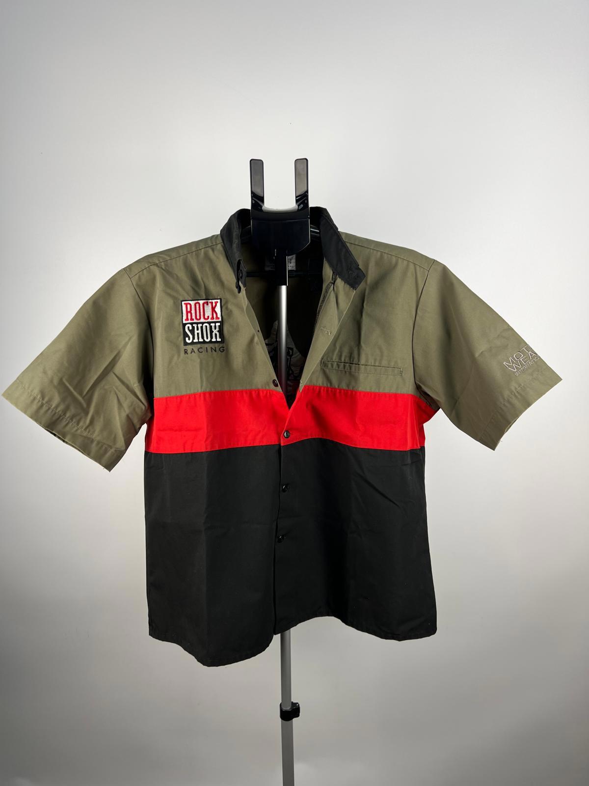 Moto Wear RockShox Racing Short Sleeve Button-Up Shirt L Made in USA
