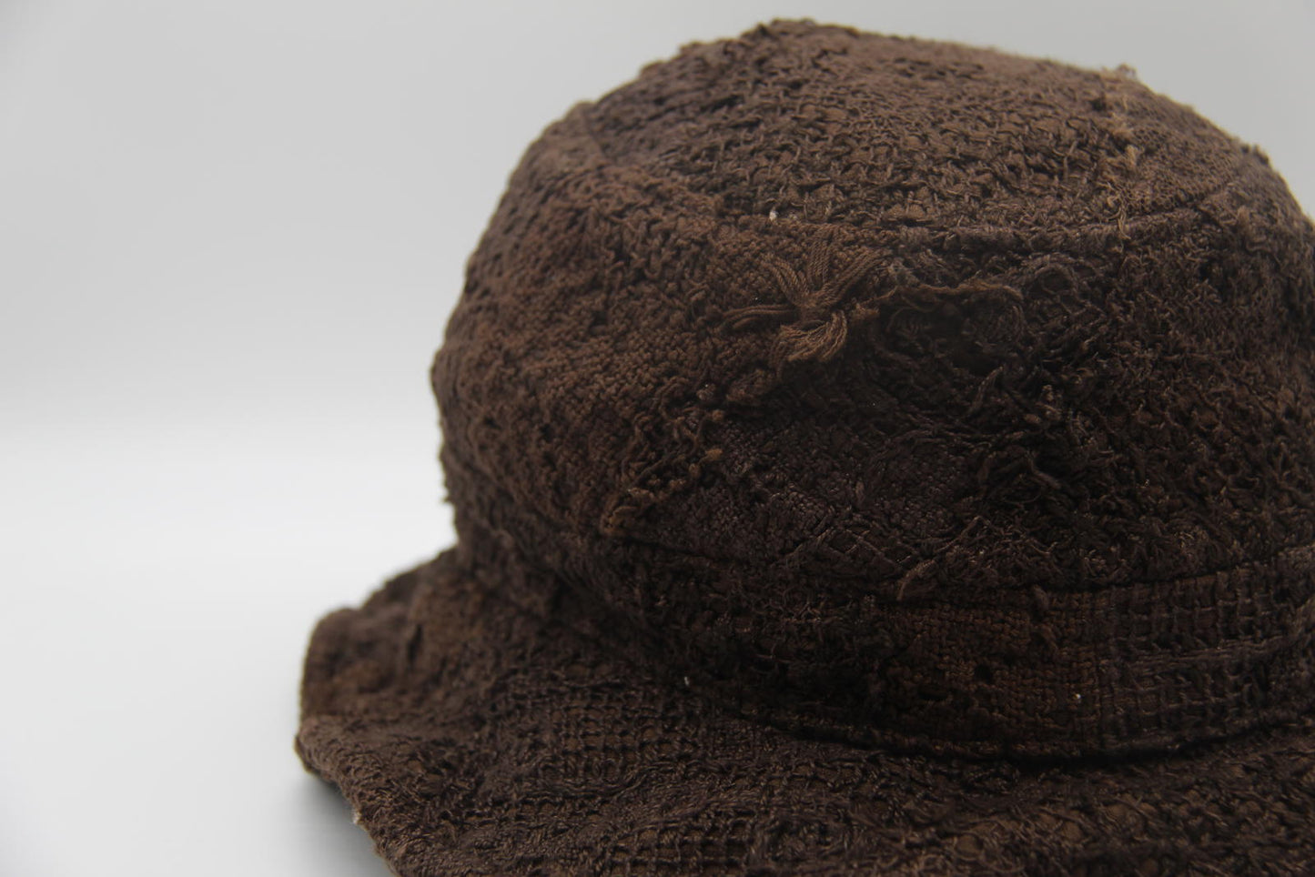 By Walid Distressed Brown Textured Bucket Hat – Size L – Made in England