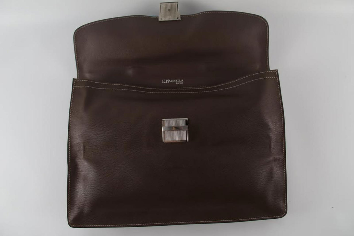 E. Marinella Brown Hammered Leather Briefcase, New With Tags
