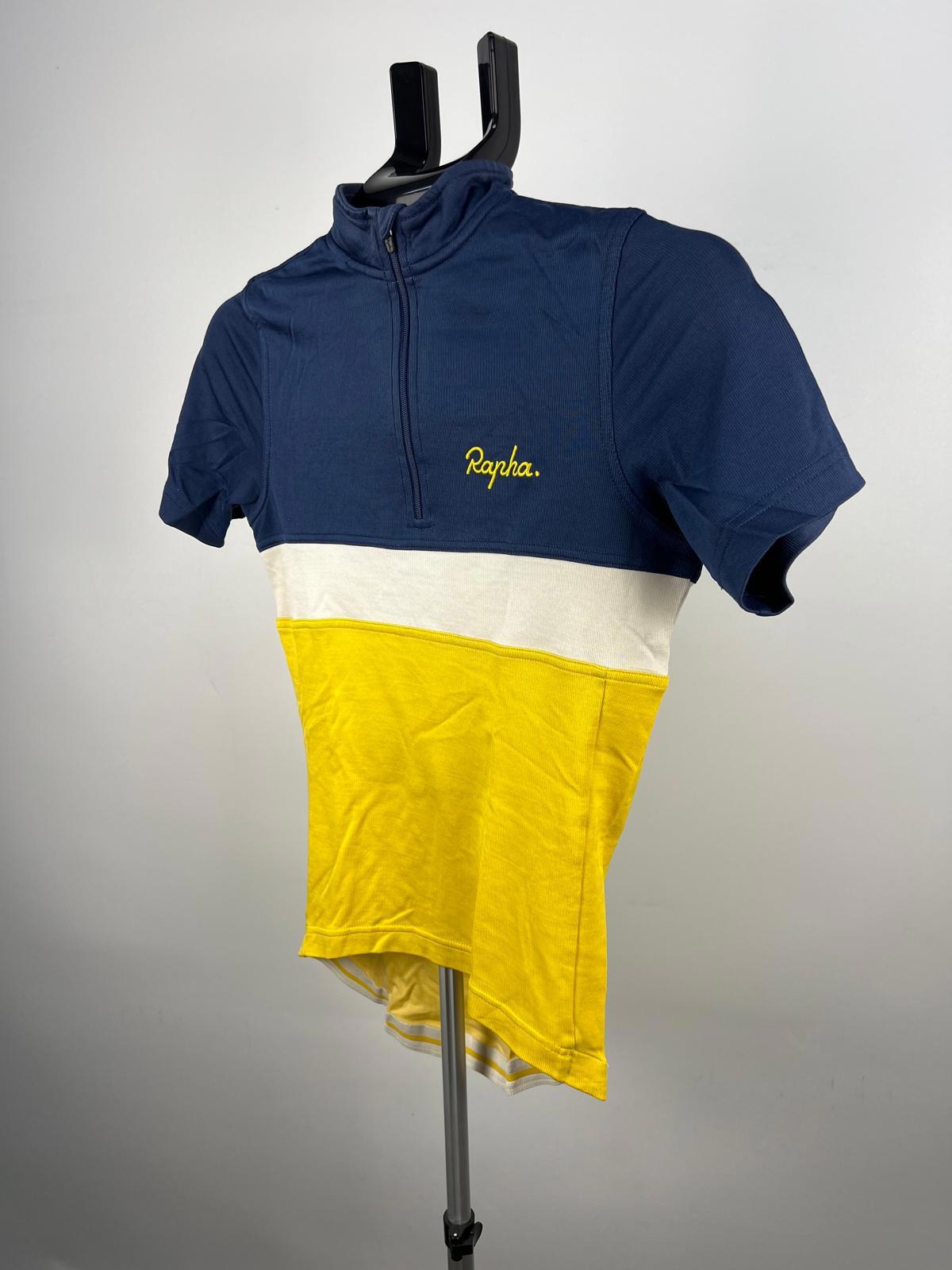 Rapha Cycling Jersey -  XS - Navy/White/Yellow -  Half-Zip - Short Sleeve