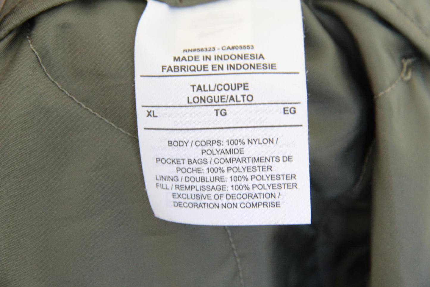 Nike Swoosh Olive Green Quilted Bomber Jacket (Size XL Tall)