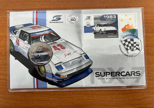 2020 60 Years Supercars 1983 Mazda RX-7 PNC with 50c Coloured Coin