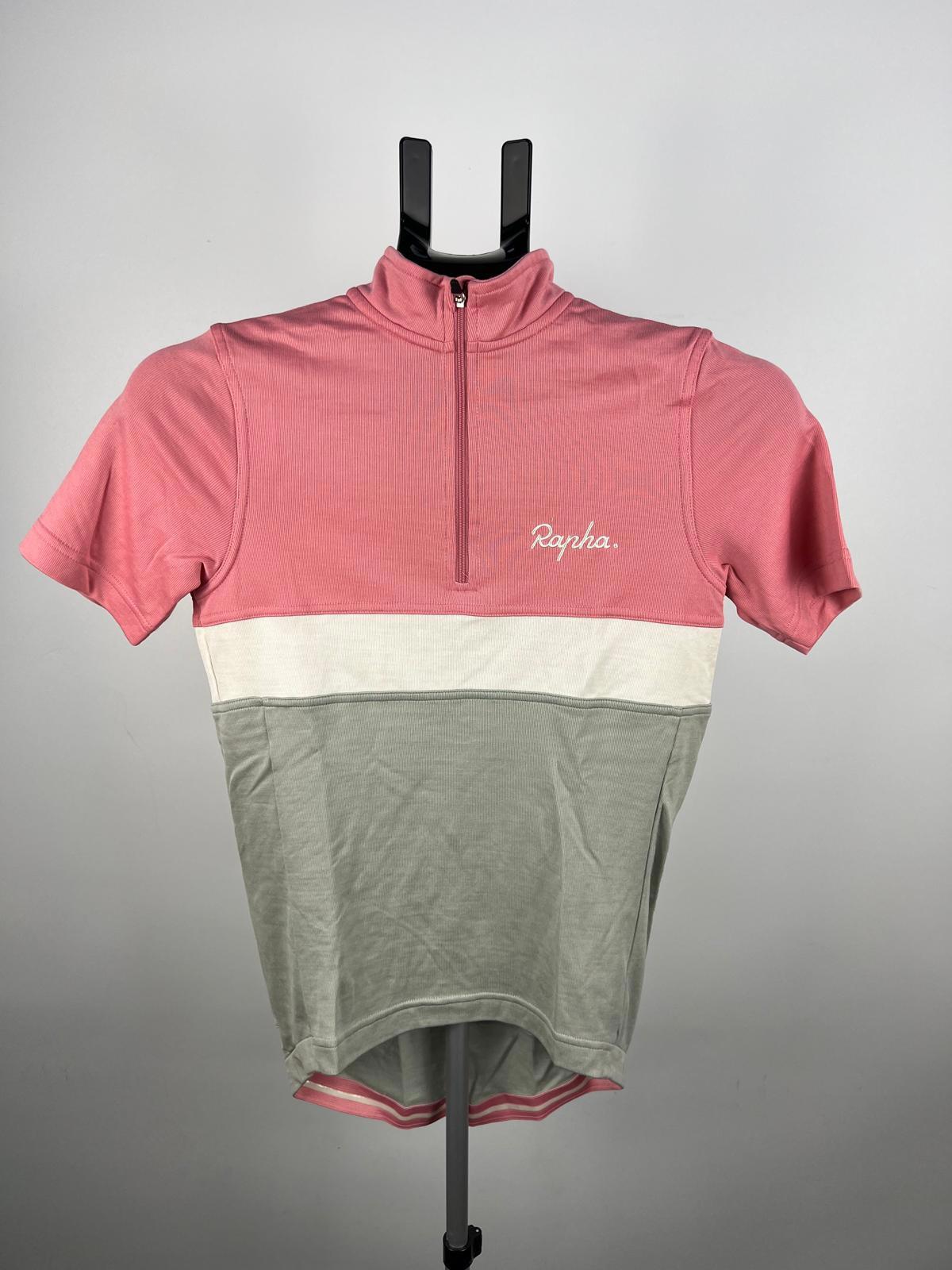 Rapha Short Sleeve Cycling Jersey XS Pink Grey White 1/4 Zip