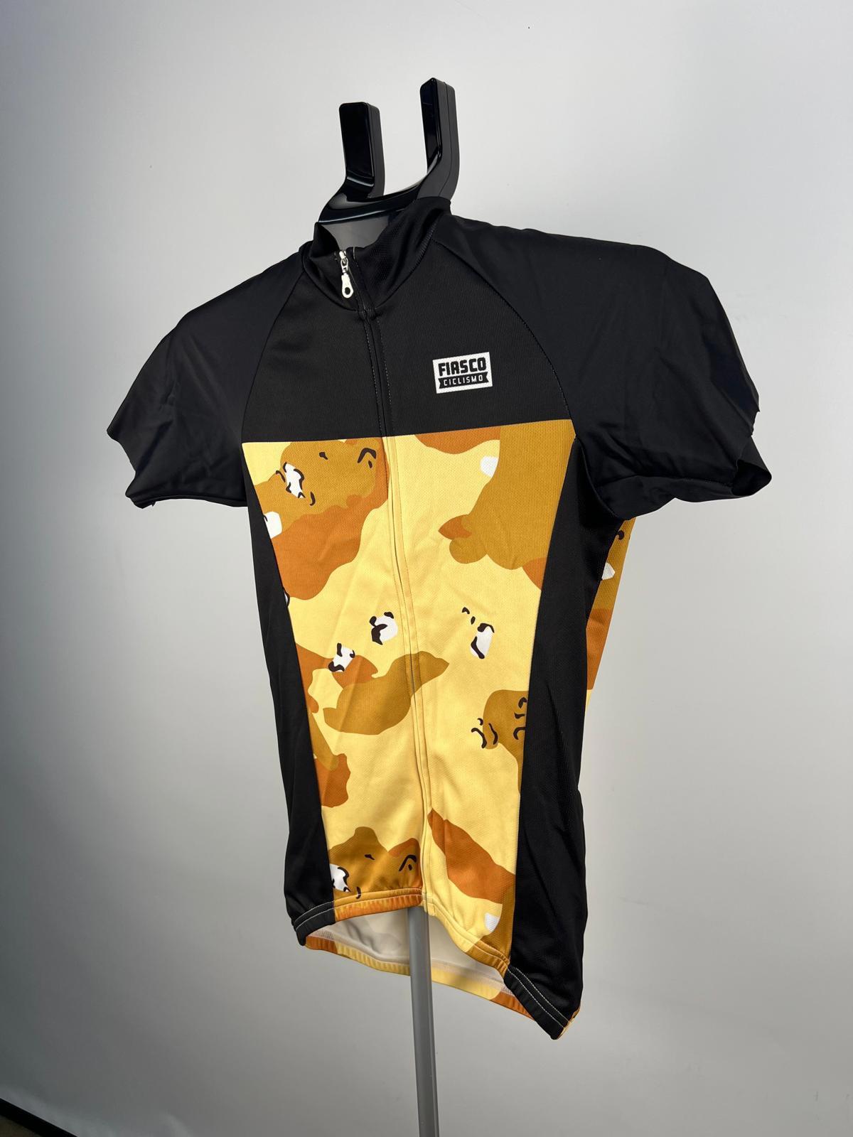 Fiasco Ciclismo Short Sleeve Cycling Jersey - Black/Yellow - Full Zip - X Small