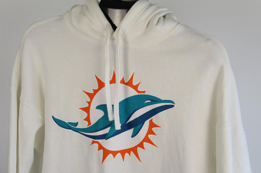 NFL Miami Dolphins Hoodie – Small – White Fleece Pullover – Official Product
