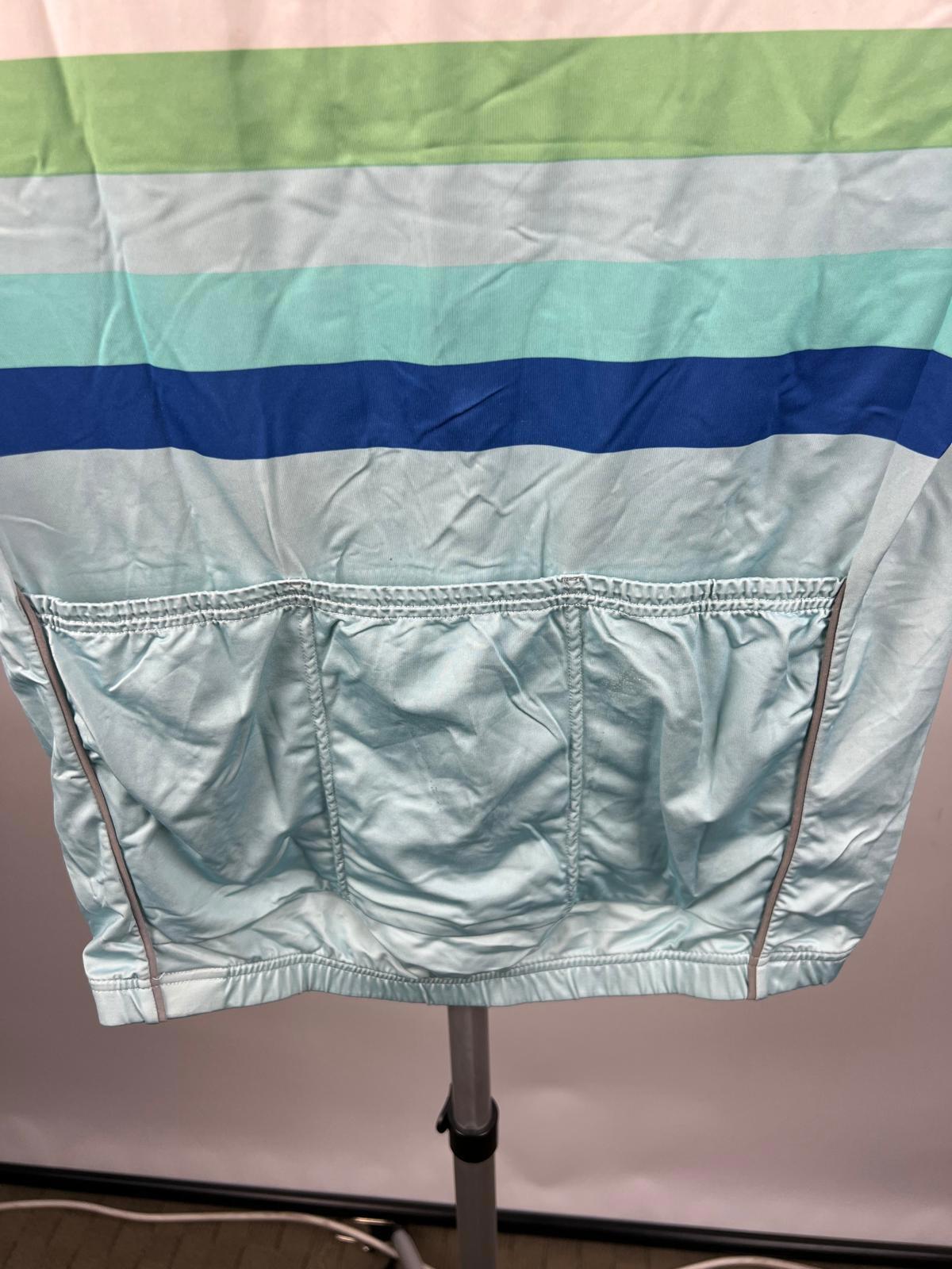 Campagnolo Cycling Jersey - S - Light Blue Striped - Quarter Zip - Rear Pockets