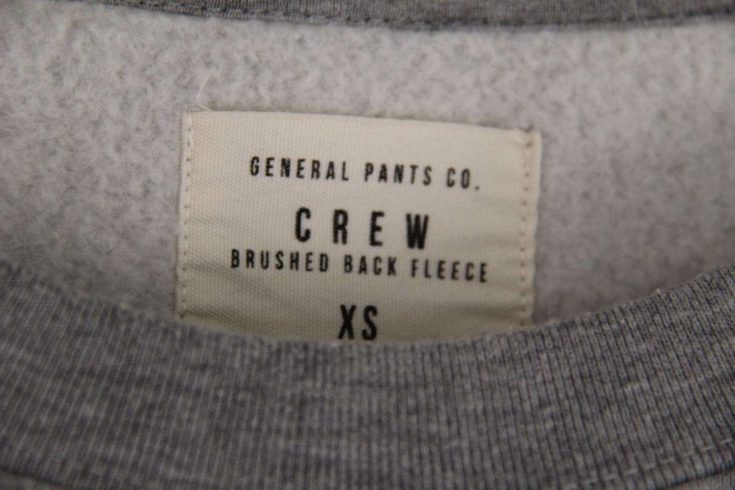 General Pants Co. Grey Crew Neck Brushed Back Fleece Sweatshirt - Size XS