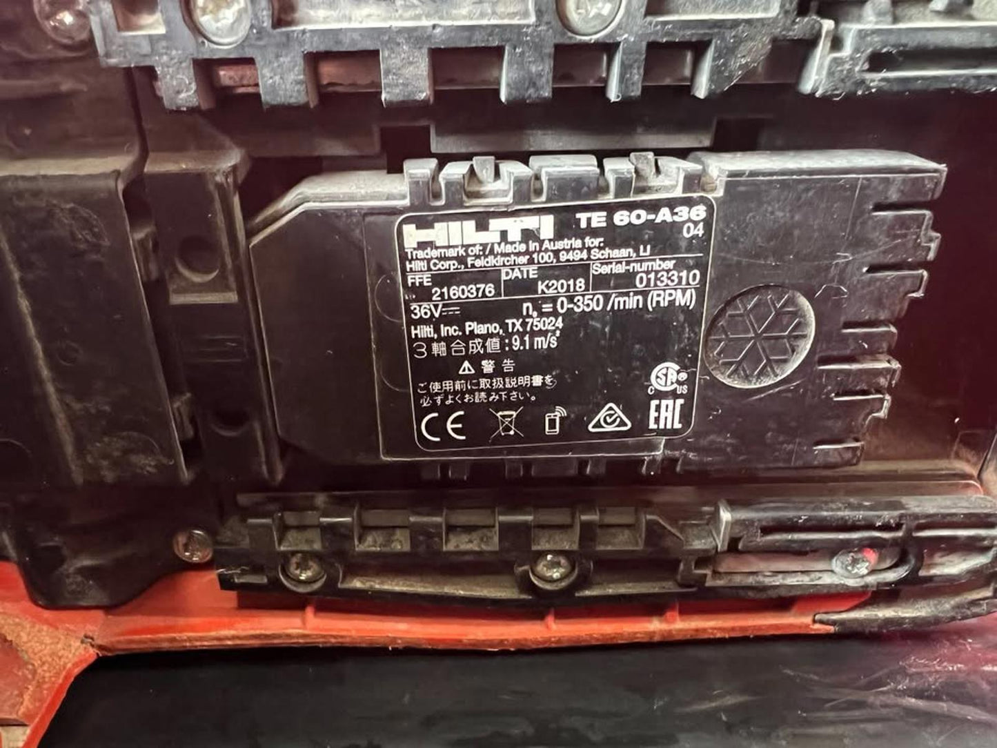Hilti TE 60-A36 Cordless Rotary Hammer Drill – Used