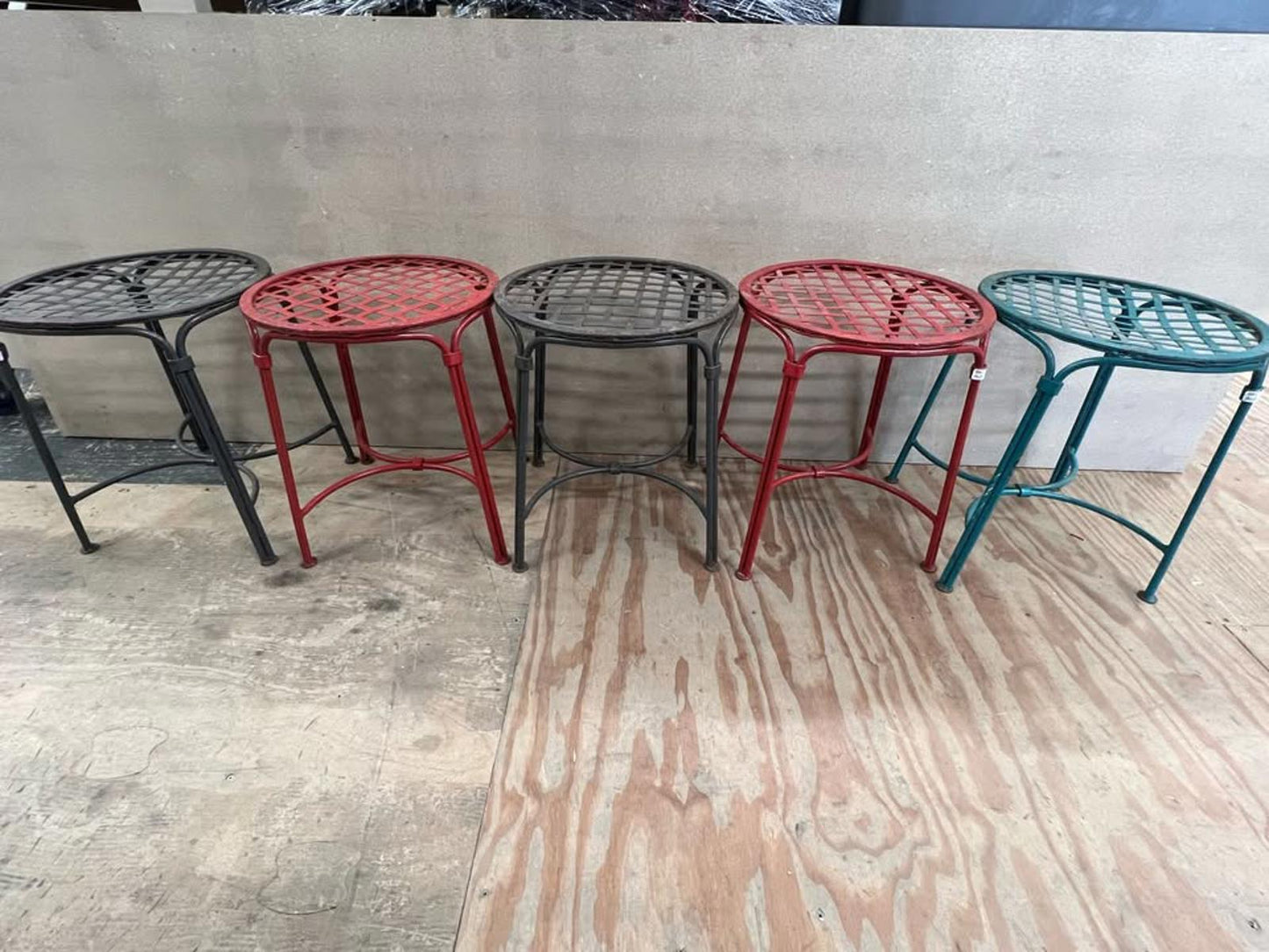 Industrial style metal lattice stools