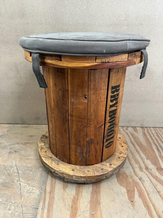 Upcycled wooden cable spool stool or side table