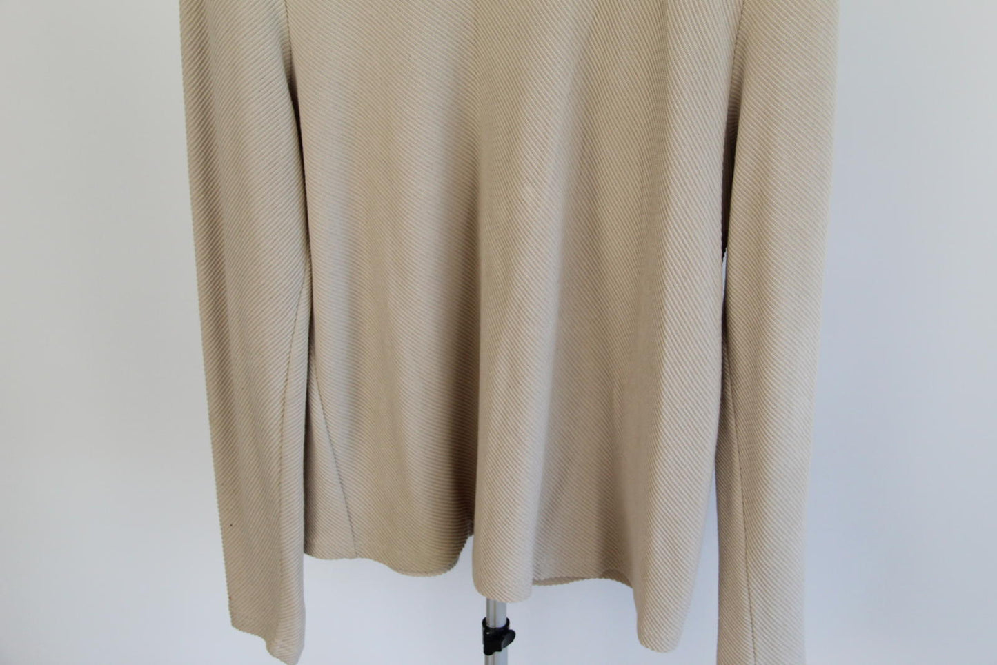 YD. Ribbed Beige Long Sleeve Top – Size 2XL – Cotton Blend