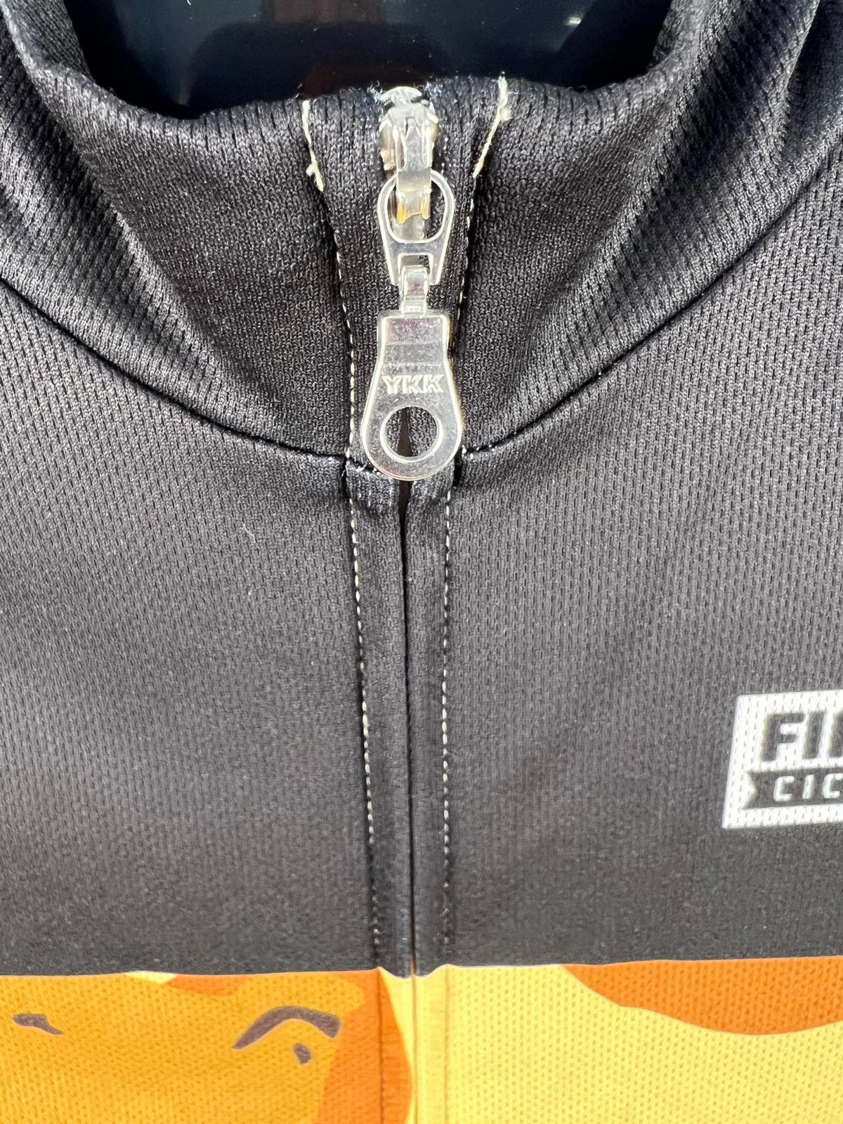 Fiasco Ciclismo Short Sleeve Cycling Jersey - Black/Yellow - Full Zip - X Small
