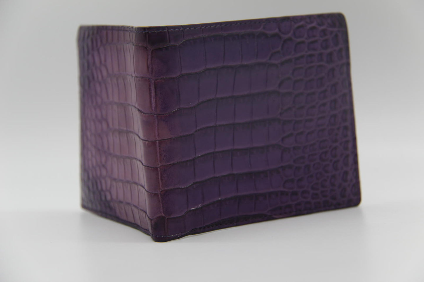 Bottega Veneta Purple Crocodile Embossed Leather Wallet