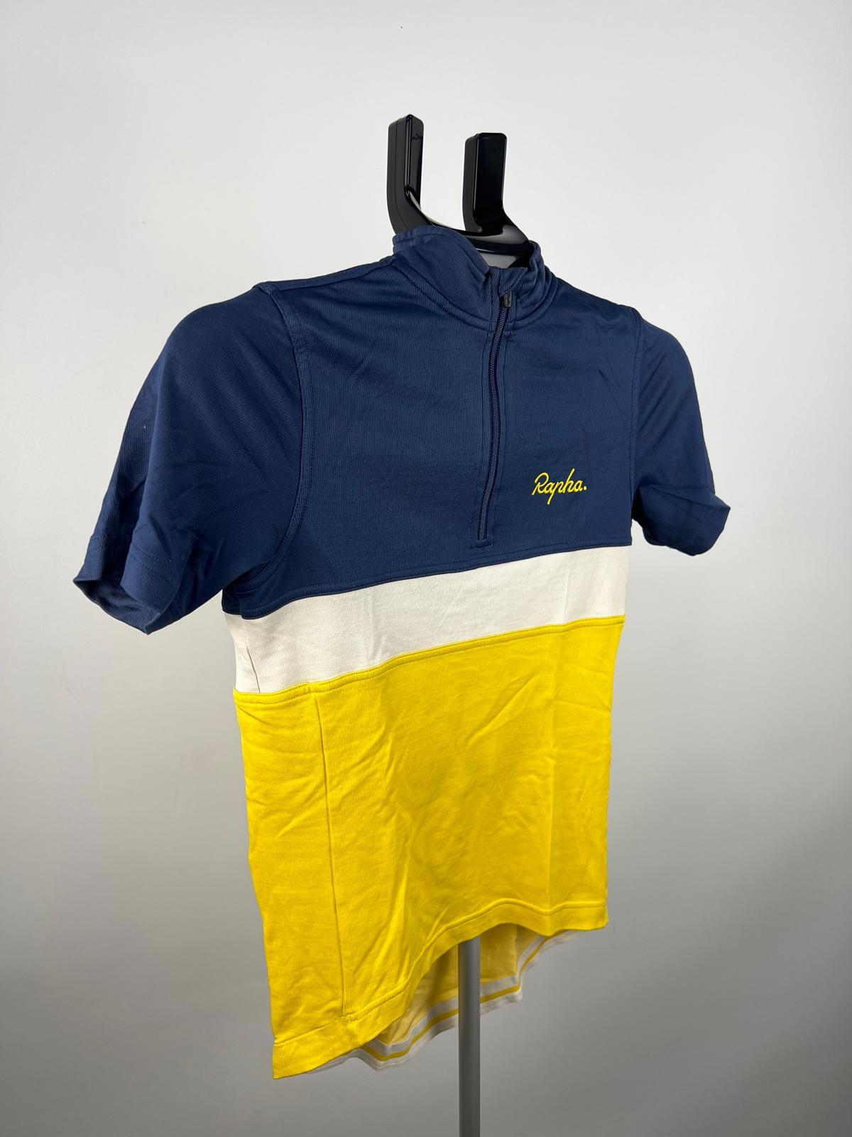 Rapha Cycling Jersey -  XS - Navy/White/Yellow -  Half-Zip - Short Sleeve