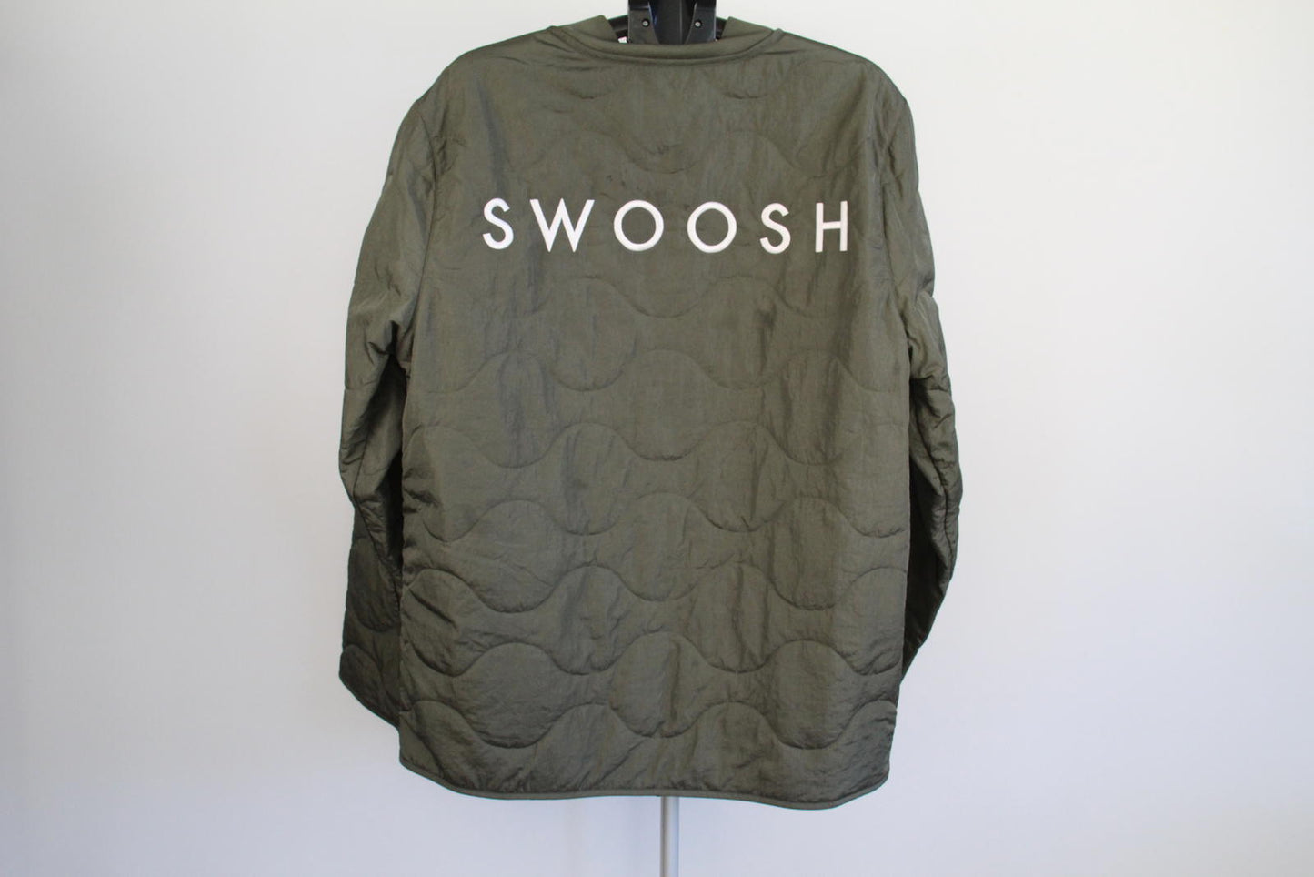 Nike Swoosh Olive Green Quilted Bomber Jacket (Size XL Tall)