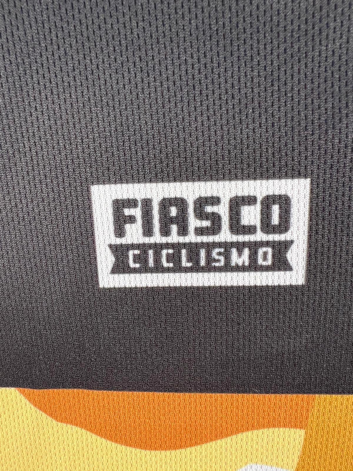Fiasco Ciclismo Short Sleeve Cycling Jersey - Black/Yellow - Full Zip - X Small