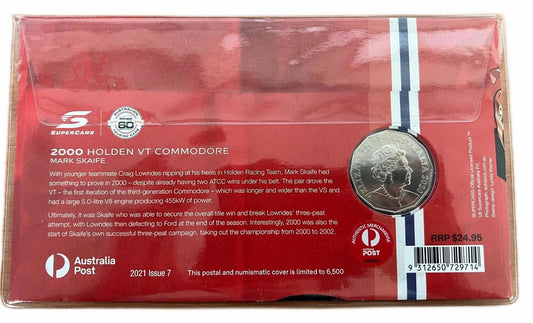 2021 60 Years Supercars 2000 Holden VT Commodore PNC with 2020 50c Coloured Coin