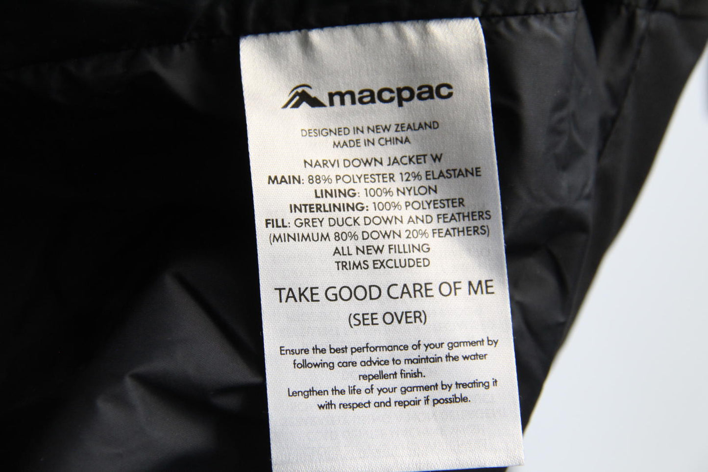 Macpac Women's Insulated Black Jacket