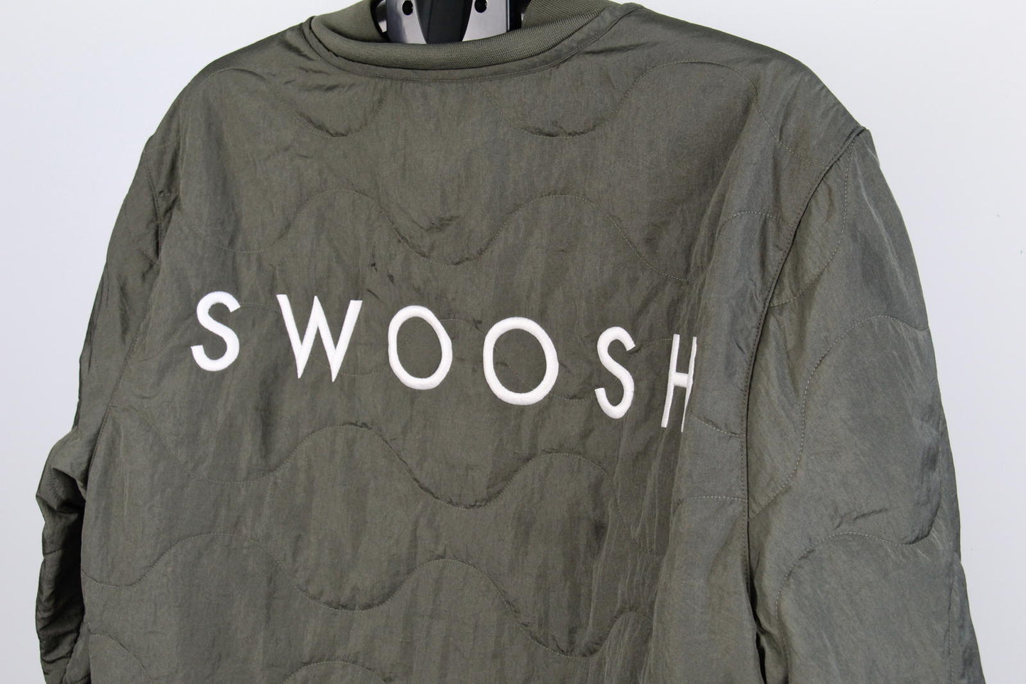 Nike Swoosh Olive Green Quilted Bomber Jacket (Size XL Tall)