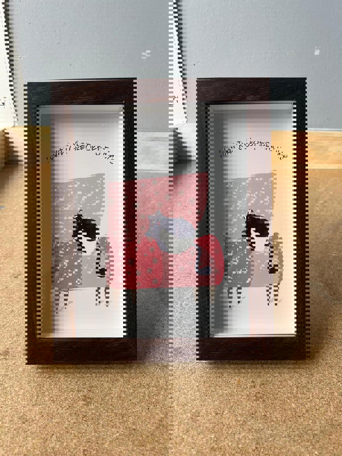 Framed Art Prints – “I Want To Sleep Every Time” & Van Gogh “White Roses” (180x230mm)