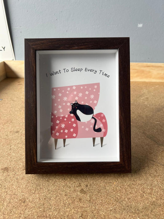 Framed Art Prints – “I Want To Sleep Every Time” & Van Gogh “White Roses” (180x230mm)
