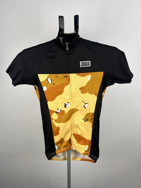 Fiasco Ciclismo Short Sleeve Cycling Jersey - Black/Yellow - Full Zip - X Small