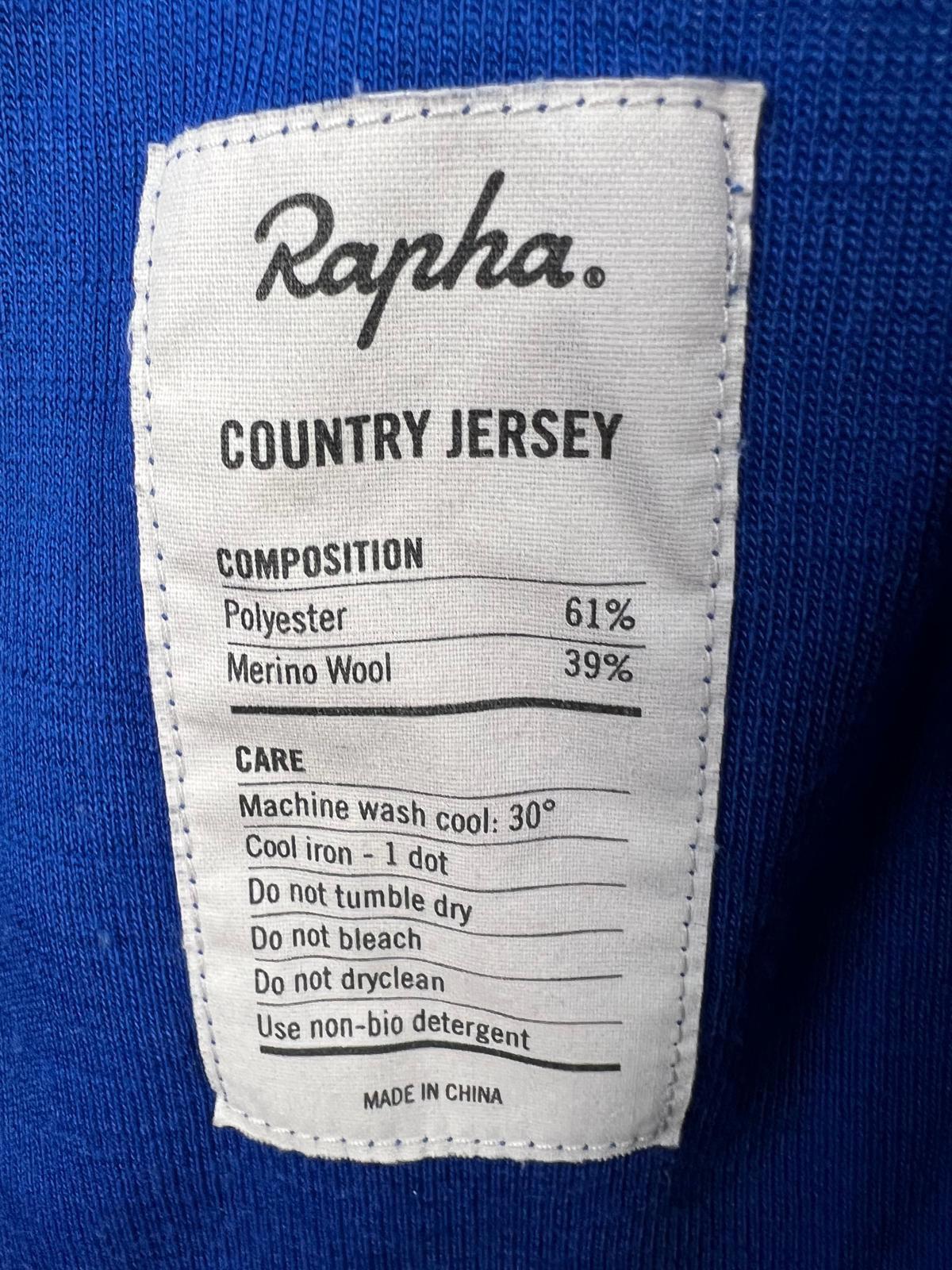 Rapha Country Jersey XS Blue Merino Blend Short-Sleeve Cycling Top