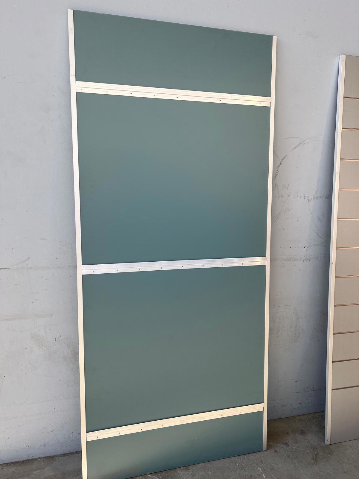 Brand New Slatwall Display Panels + 300 Black Hooks – Blue & Grey – 2300mm Height