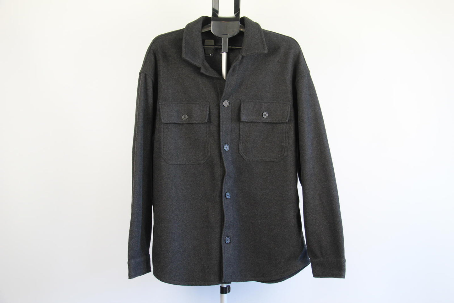 H&M Relaxed Fit Charcoal Button-Up Overshirt – Size XL