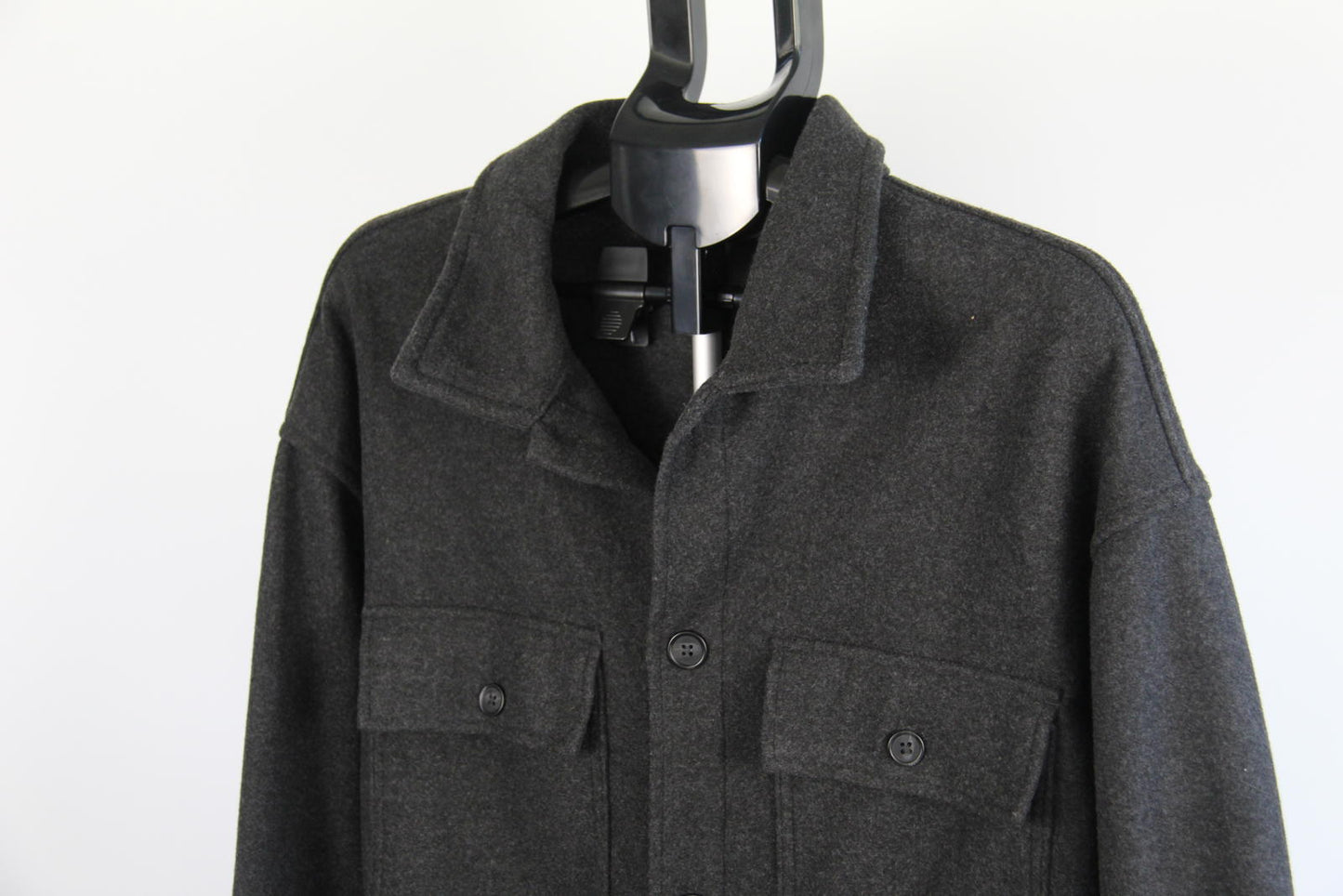 H&M Relaxed Fit Charcoal Button-Up Overshirt – Size XL