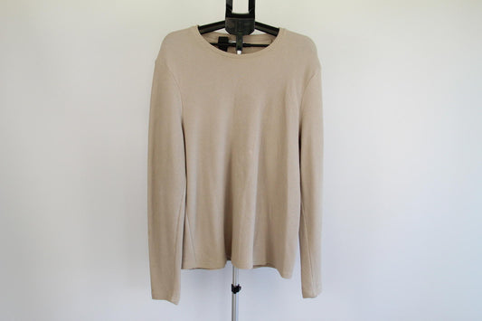 YD. Ribbed Beige Long Sleeve Top – Size 2XL – Cotton Blend