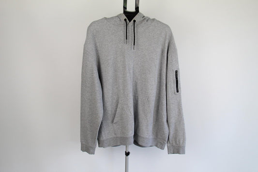 CSG Men's Grey Pullover Hoodie – Size 2XL – Cotton Blend – Arm Zip Pocket