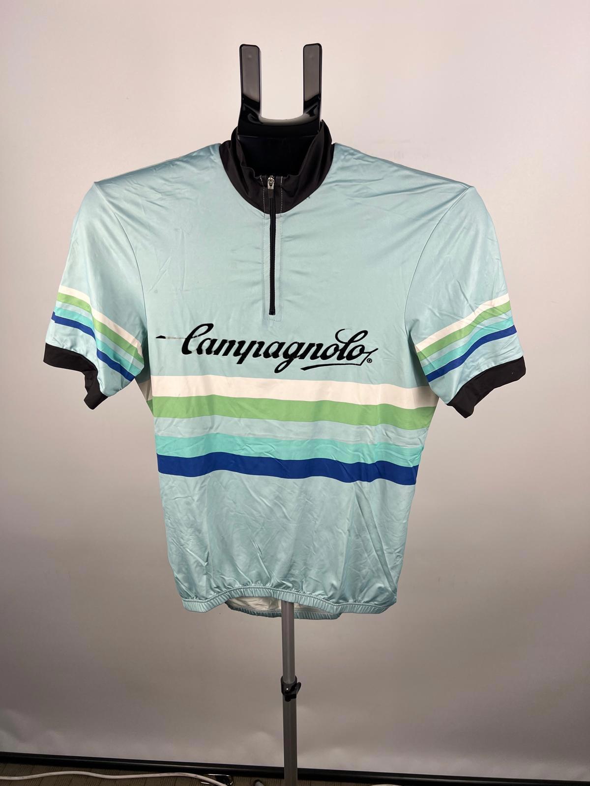 Campagnolo Cycling Jersey - S - Light Blue Striped - Quarter Zip - Rear Pockets