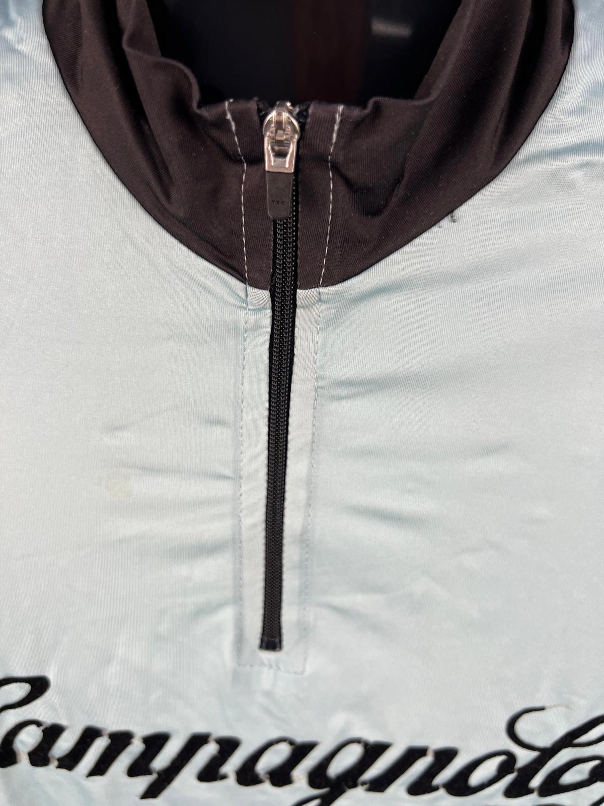 Campagnolo Cycling Jersey - S - Light Blue Striped - Quarter Zip - Rear Pockets