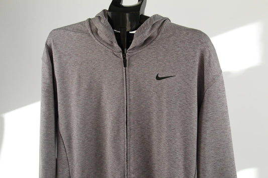Nike Dri-FIT Full-Zip Hoodie - Standard Fit - Grey Marle - Size L