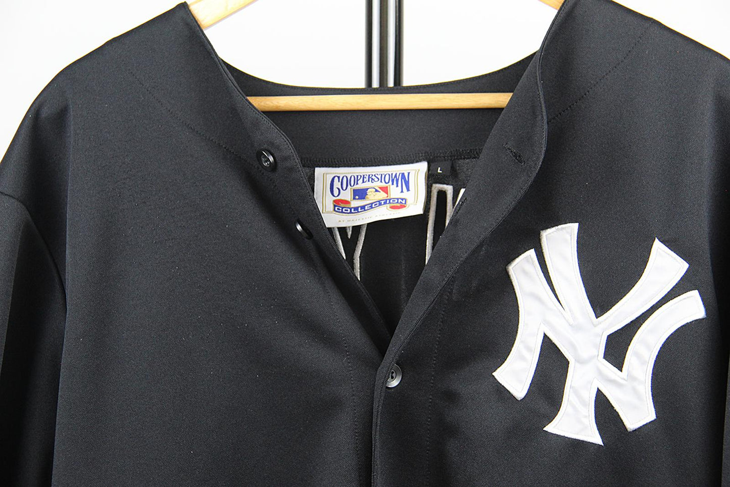 New York Yankees Black Button-Up Jersey - MLB Cooperstown Collection
