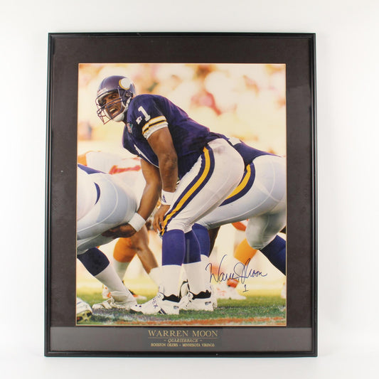 Framed Autographed Photo Warren Moon Houston Oilers COA