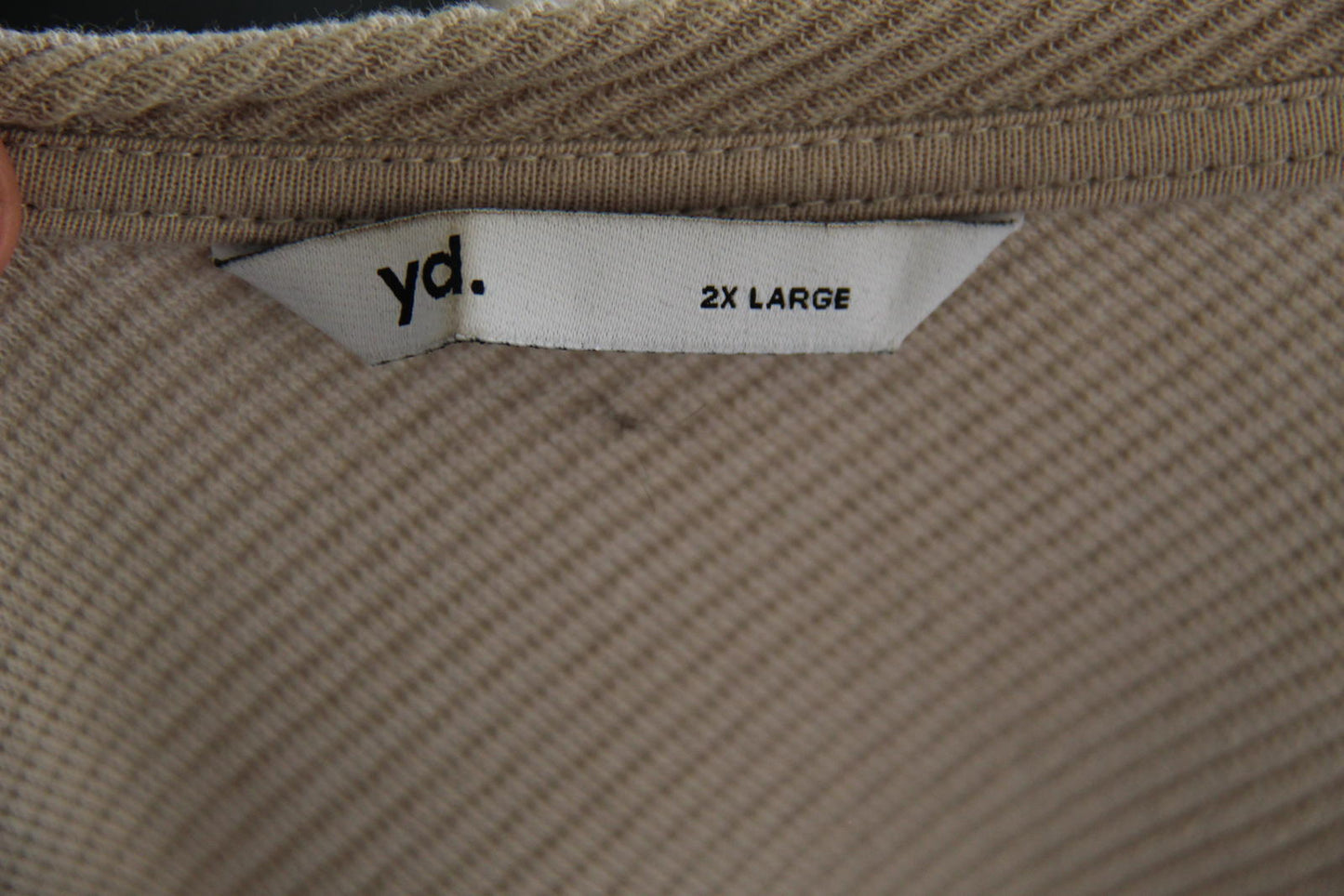 YD. Ribbed Beige Long Sleeve Top – Size 2XL – Cotton Blend