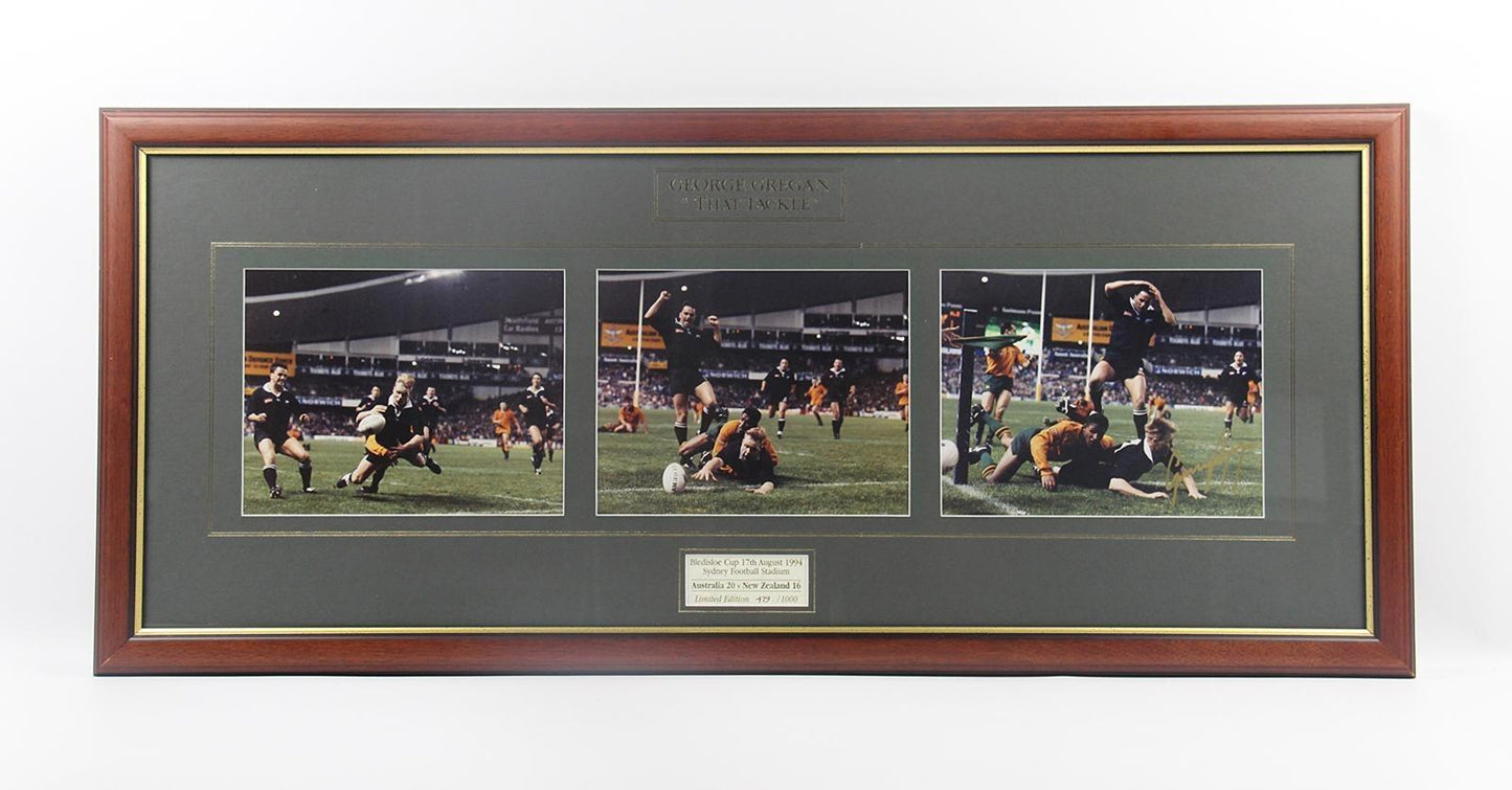 Signed Limited Edition George Gregan 'That Tackle' Framed Photoset, 479/1000