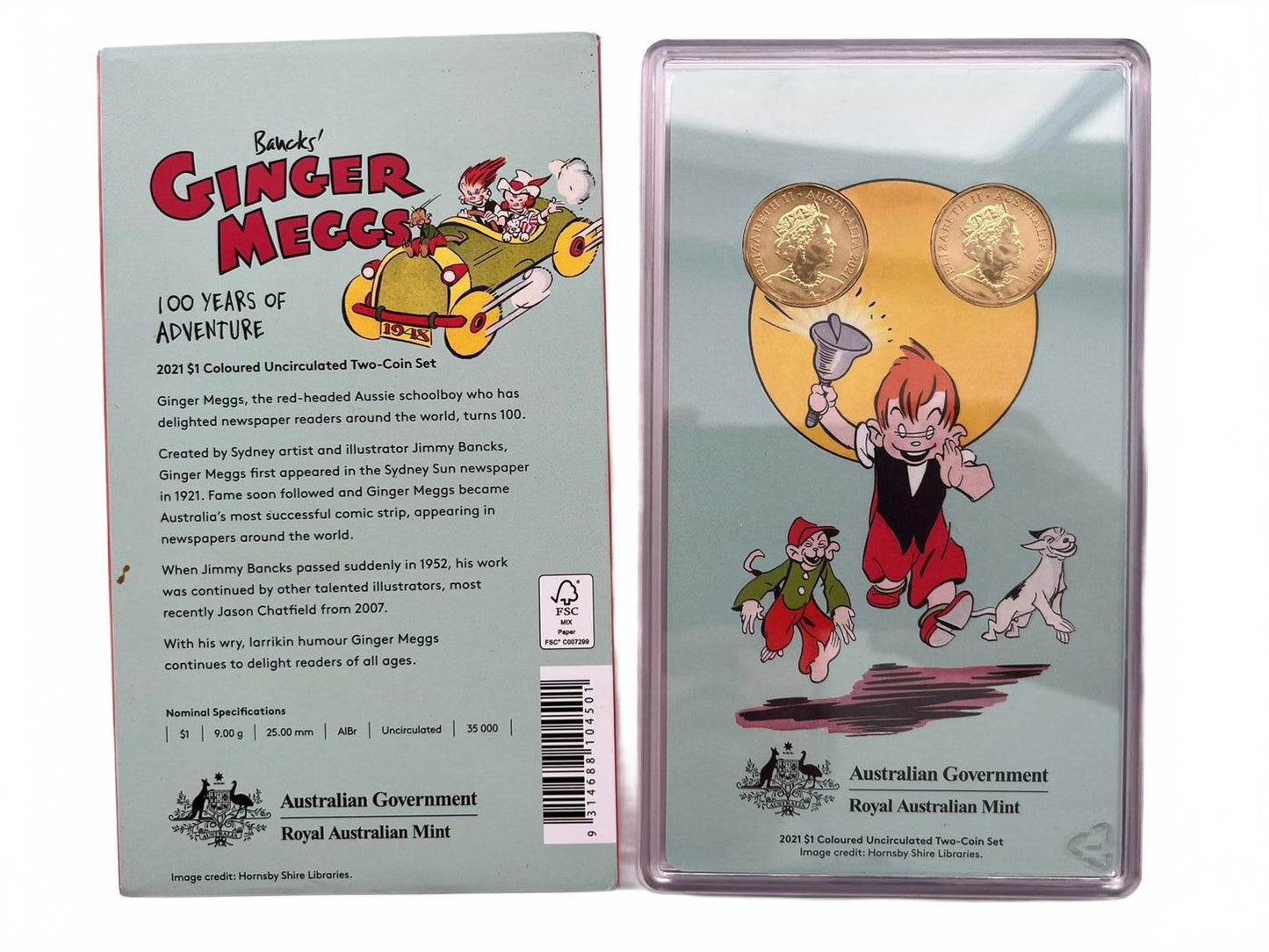 Ginger Meggs 100 Years of Adventure 2021 $1 Coloured Uncirculated Two-Coin Set