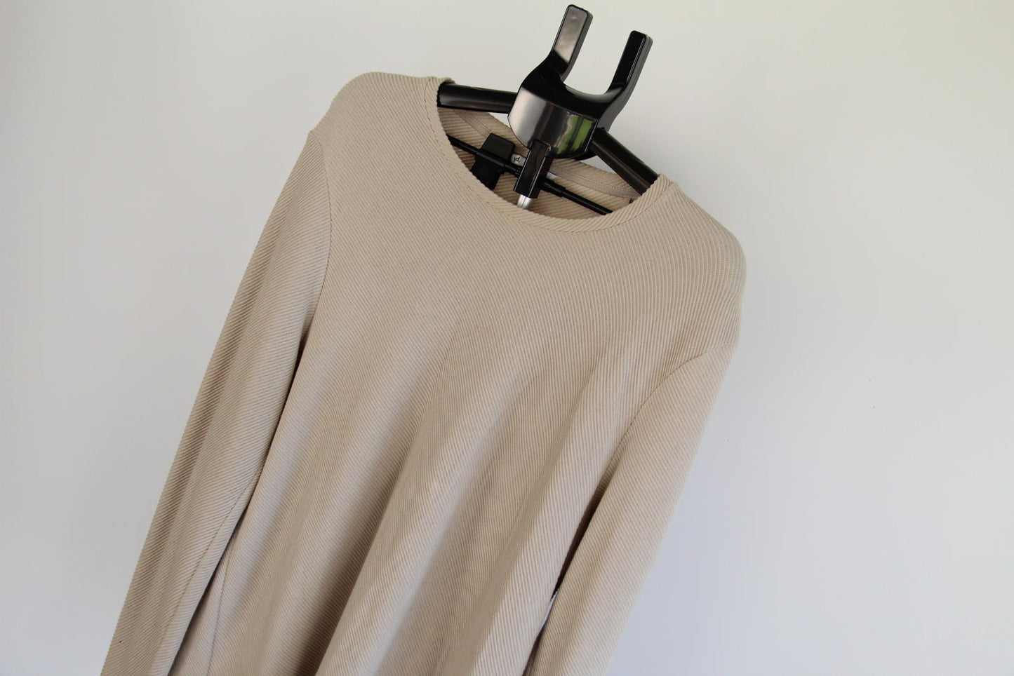 YD. Ribbed Beige Long Sleeve Top – Size 2XL – Cotton Blend