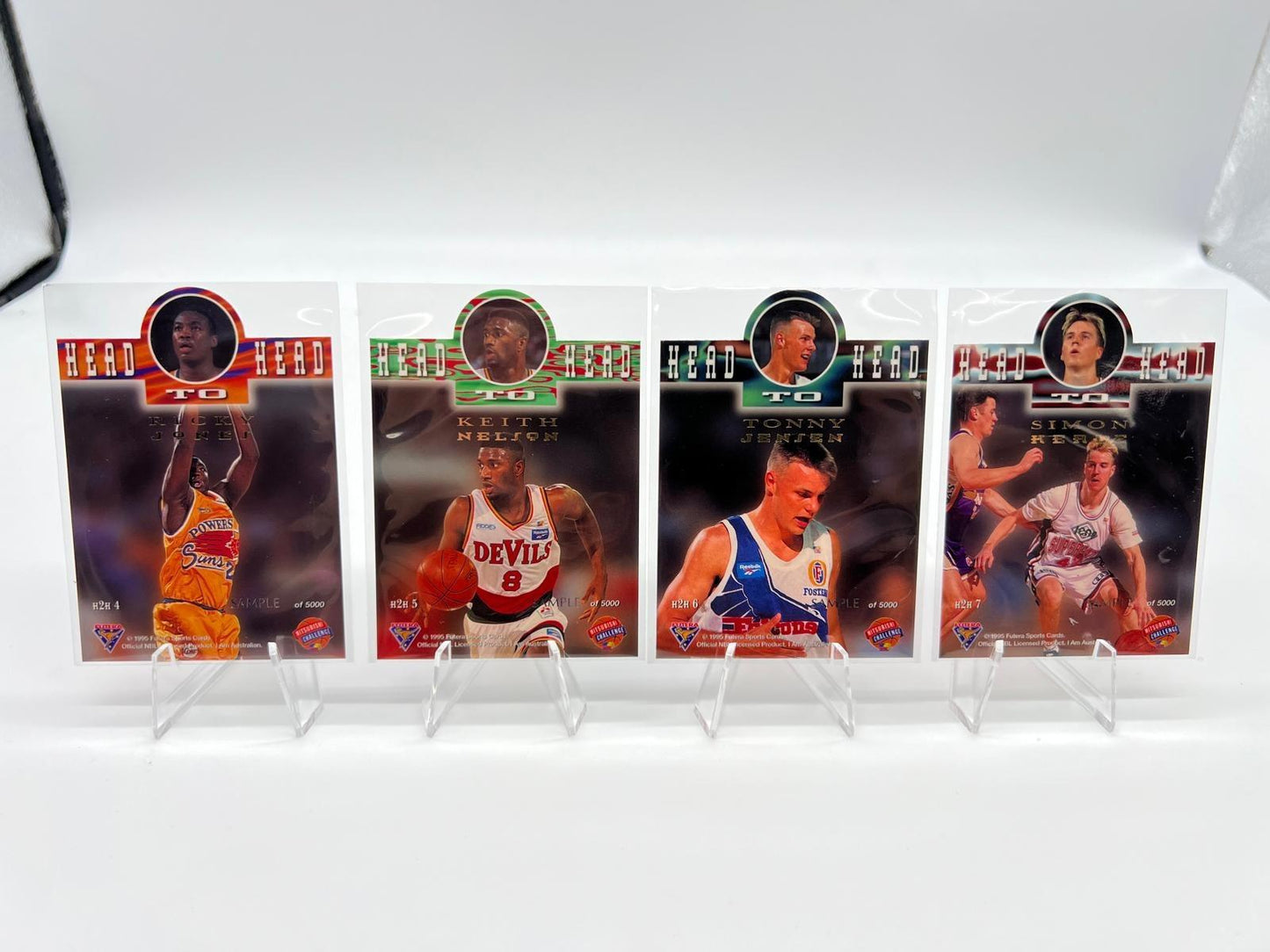 1995 Futera NBL Basketball Trading Card Head To Head Chase Card Set (7) Sample