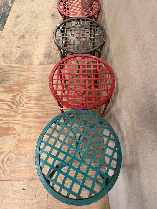 Industrial style metal lattice stools