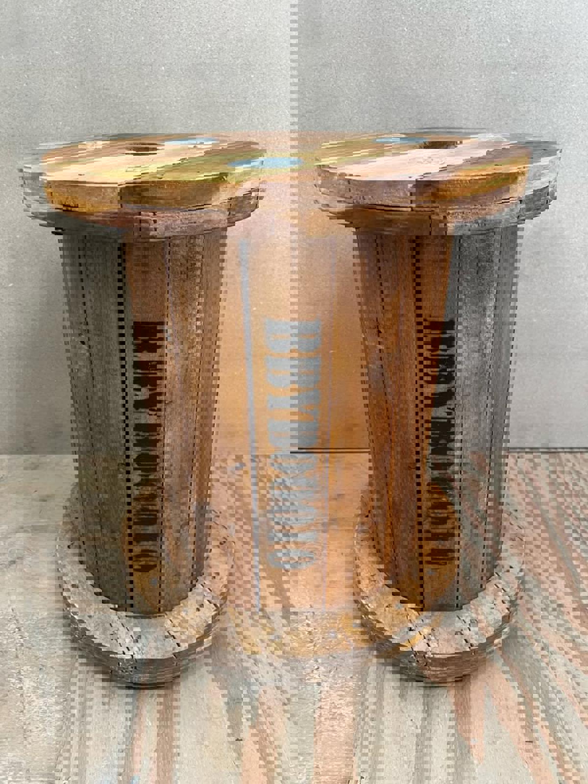 Upcycled wooden cable spool stool or side table