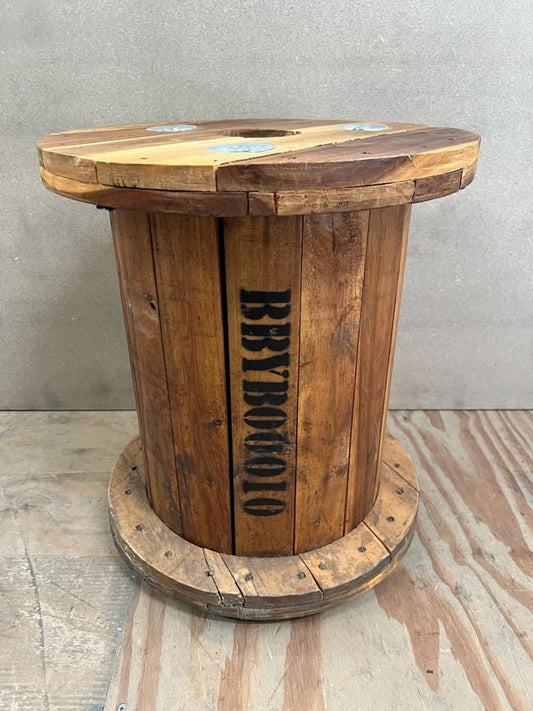 Upcycled wooden cable spool stool or side table