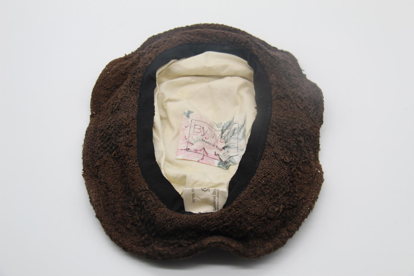 By Walid Distressed Brown Textured Bucket Hat – Size L – Made in England