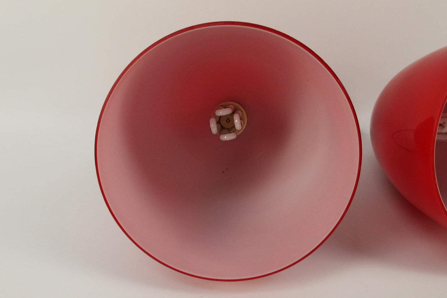 Pair of Red Glass Dome Pendant Lights – Vintage Style